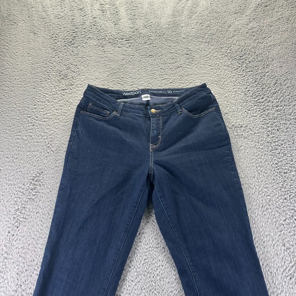 Westport Signature Jeans Womens 10 Blue Cotton Denim Straight Workwear Stretch - Picture 2 of 10